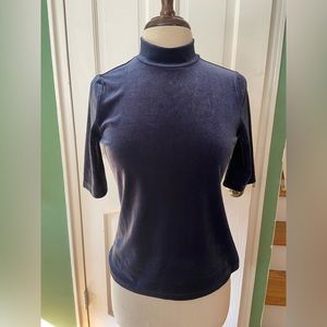 New with tags Banana Republic velvet, short sleeve top. Navy Blue. Size Medium